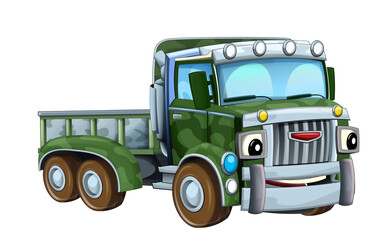 cartoon happy and funny off road military truck isolated © honeyflavour