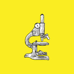 Microscope. Hand drawn. Vintage Style - Vector