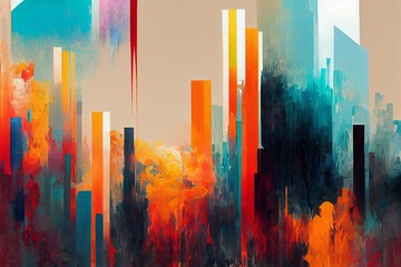 abstract colorful background with brush strokes in vivid colors for a banner or wallpaper - obrazy, fototapety, plakaty