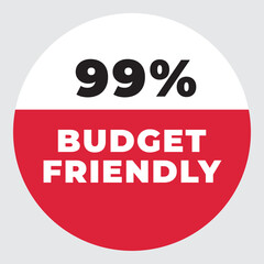 99% Budget Friendly vector sign. Warning red tag banner 