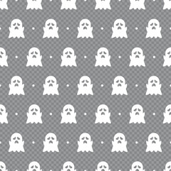 Ghost seamless pattern. Cute style background. Ghost cartoon character. Vector illustration