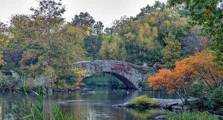 Papier Peint photo Pont de Gapstow Pont de Gapstow dans Central Park, automne