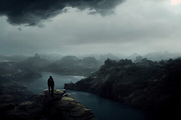 person on the top of mountain