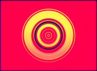 Abstract, Circular Red, Yellow, and Black, against a Red background, within a Border     digital art