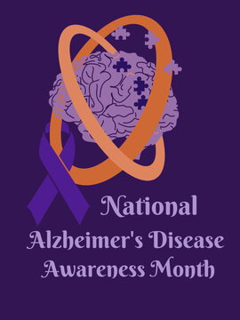 National Alzheimer's Disease Awareness Month, Health Vertical Banner, Poster Or Flyer Design