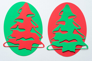 abstract christmas trees on ovals