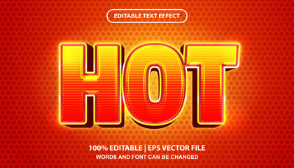 Hot editable text effect template, bright red and yellow gradient with horizontal graphic pattern