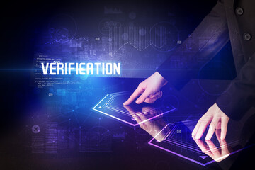Hand touching digital table concept