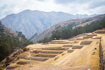 terrace hill in Saqsaywaman inca ruins, peru
