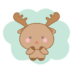 Fototapeta premium Cute baby moose, reindeer, deer, elk. Hand drawn vector illustration in crayon colored texture isolated on white background.