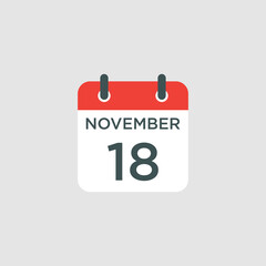 calendar - November 18 icon illustration isolated vector sign symbol