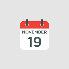 calendar - November 19 icon illustration isolated vector sign symbol