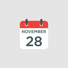 calendar - November 28 icon illustration isolated vector sign symbol