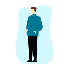 Vector illustration of a person standing wearing a jacket