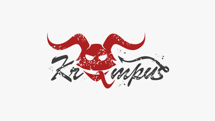 krampus grunge design with devil element stock vector
