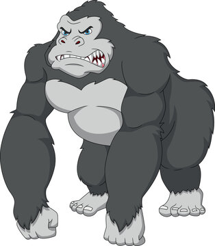 cartoon angry gorilla on white background