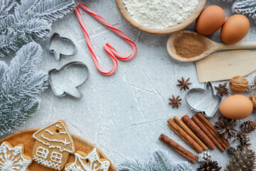 Christmas background with baking ingredients