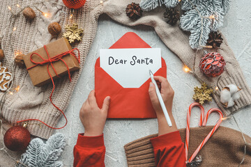 Christmas letter from a child to Santa Claus with the words: Dear Santa