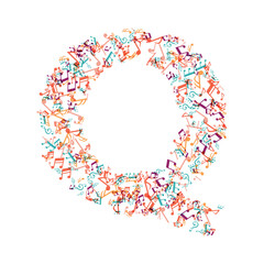 decorative music note letter Q