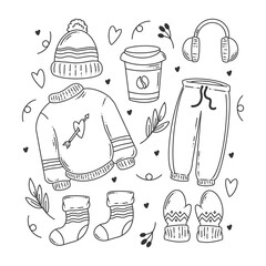 Winter fashion hand-drawn doodle coloring