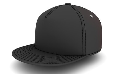 Images of black baseball cap isolated on white background. 3d rendering.