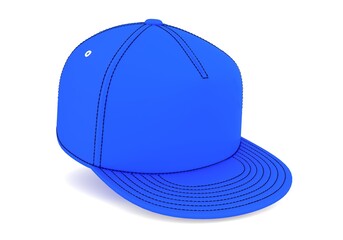 Images of blue baseball cap isolated on white background. 3d rendering.