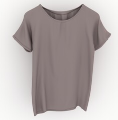 Grey plain short sleeve cotton t-shirt template isolated on white background. 3d rendering.