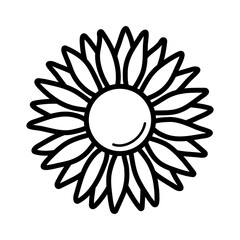 Sunflower. Hand drawn sketch icon of flower. Isolated vector illustration in doodle line style.