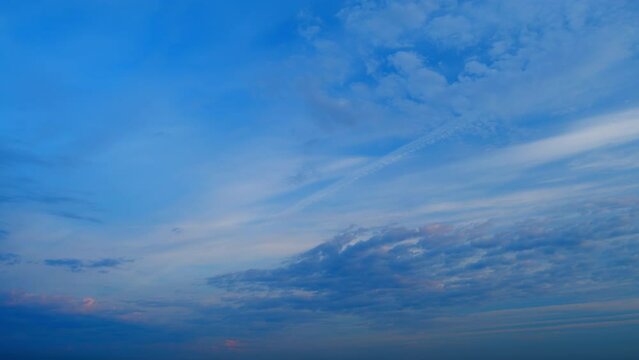 Different shades and light tones. Bright multicolored sky-cloud background. Nature background. Timelapse.