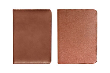 Brown notebook leather cover two style isolated on white background with clipping path