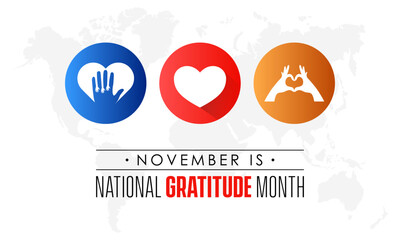 Vector illustration design concept of National Gratitude Month observed on November