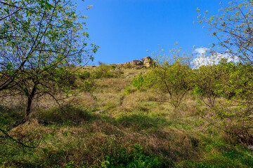 Wild rocky and mountainous nature of Eastern Europe. Landscape background