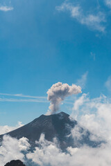 Naklejka premium fumarole coming out of the volcano Popocatepetl crater