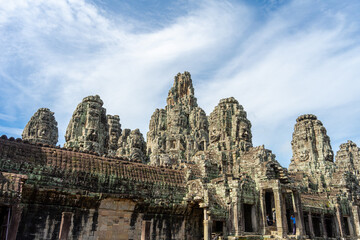 Naklejka premium Angkor Thom with face-shaped stone statues