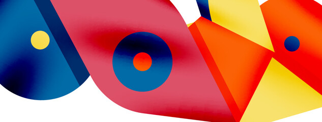 Creative bright geometric wallpaper. Minimal abstract background. Circles lines shapes composition vector illustration for wallpaper banner background or landing page