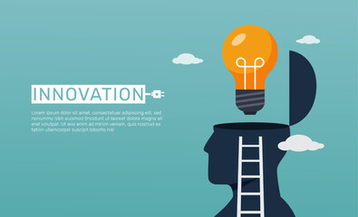 New idea, creativity and innovation with human head symbol