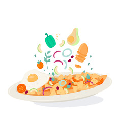 Hand drawn illustration of chilaquiles the traditional mexican cuisine