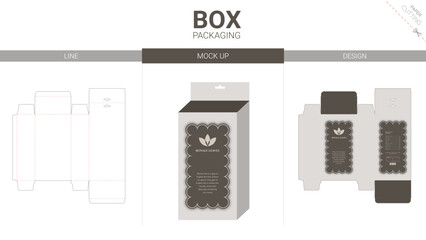 Box packaging and mockup die cut template