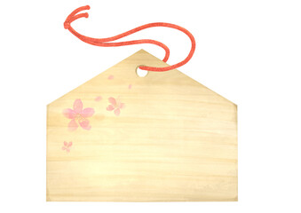 合格祈願・桜入りの絵馬　挿絵イラスト