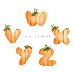 Pumpkin font Halloween Alphabet food vector illustration