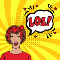 LOL - Laughing Out Loud. Comic book explosion with text - LOL. Vector bright cartoon illustration in retro pop art style. Can be used for business, marketing and advertising. banner flyer pop art