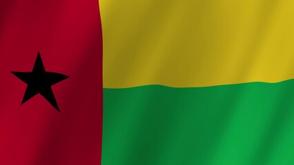 Guinea Bissau flag waving animation. seamless loop animation flag video waving in wind. suitable for videos independence day or other holidays