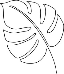 simplicity monstera leaf freehand continuous line drawing