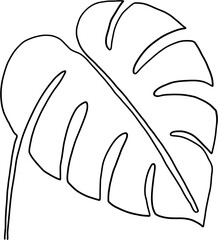 simplicity monstera leaf freehand continuous line drawing