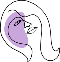 abstract woman face continuous freehand drawing.