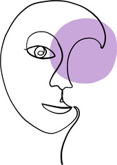 abstract woman face continuous freehand drawing.