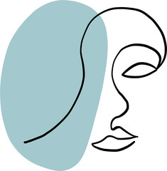 abstract woman face continuous freehand drawing.