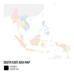 Obraz premium 世界地図ドット 東南アジア地域 国別にグループ