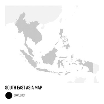 世界地図ドット 東南アジア地域 国別にグループ