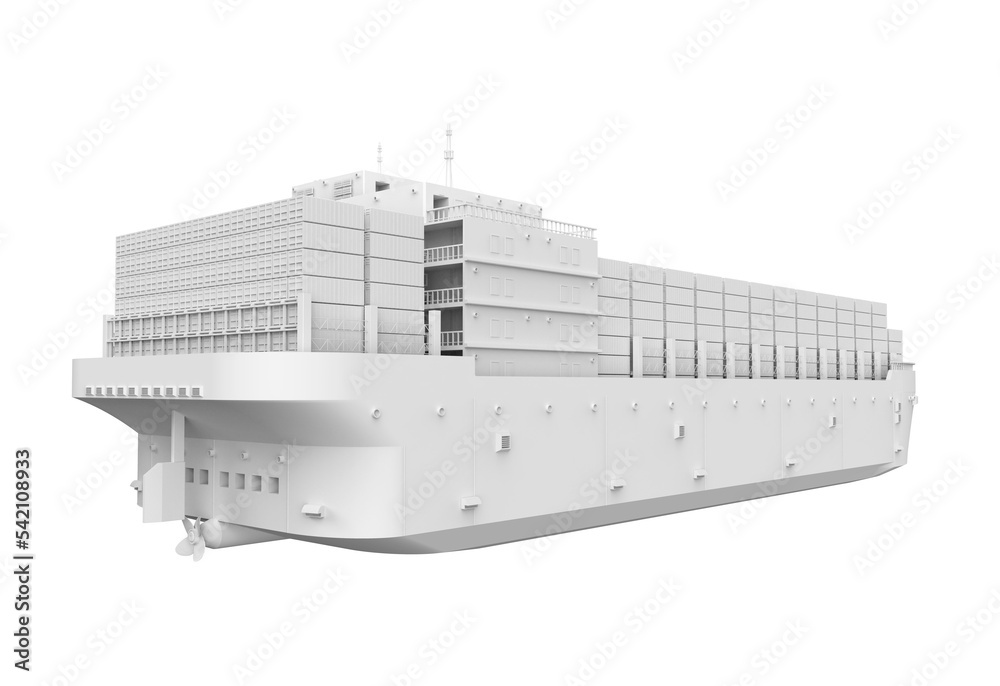 Poster white cargo ship or vessel model isolated on white